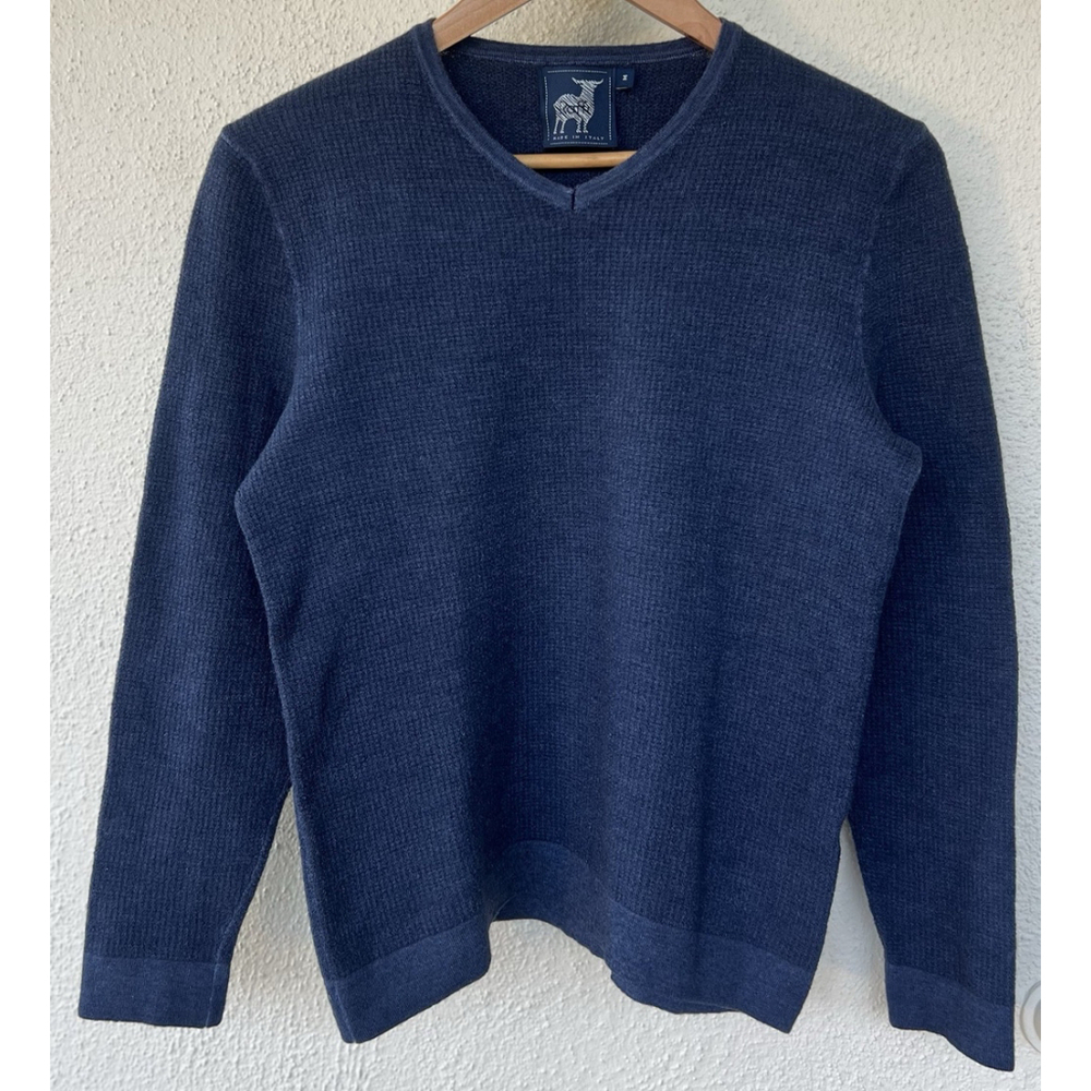 Raffi The Bronson Extra Fine 100% Merino Wool Men’s V-Neck Knit Sweater M Italy